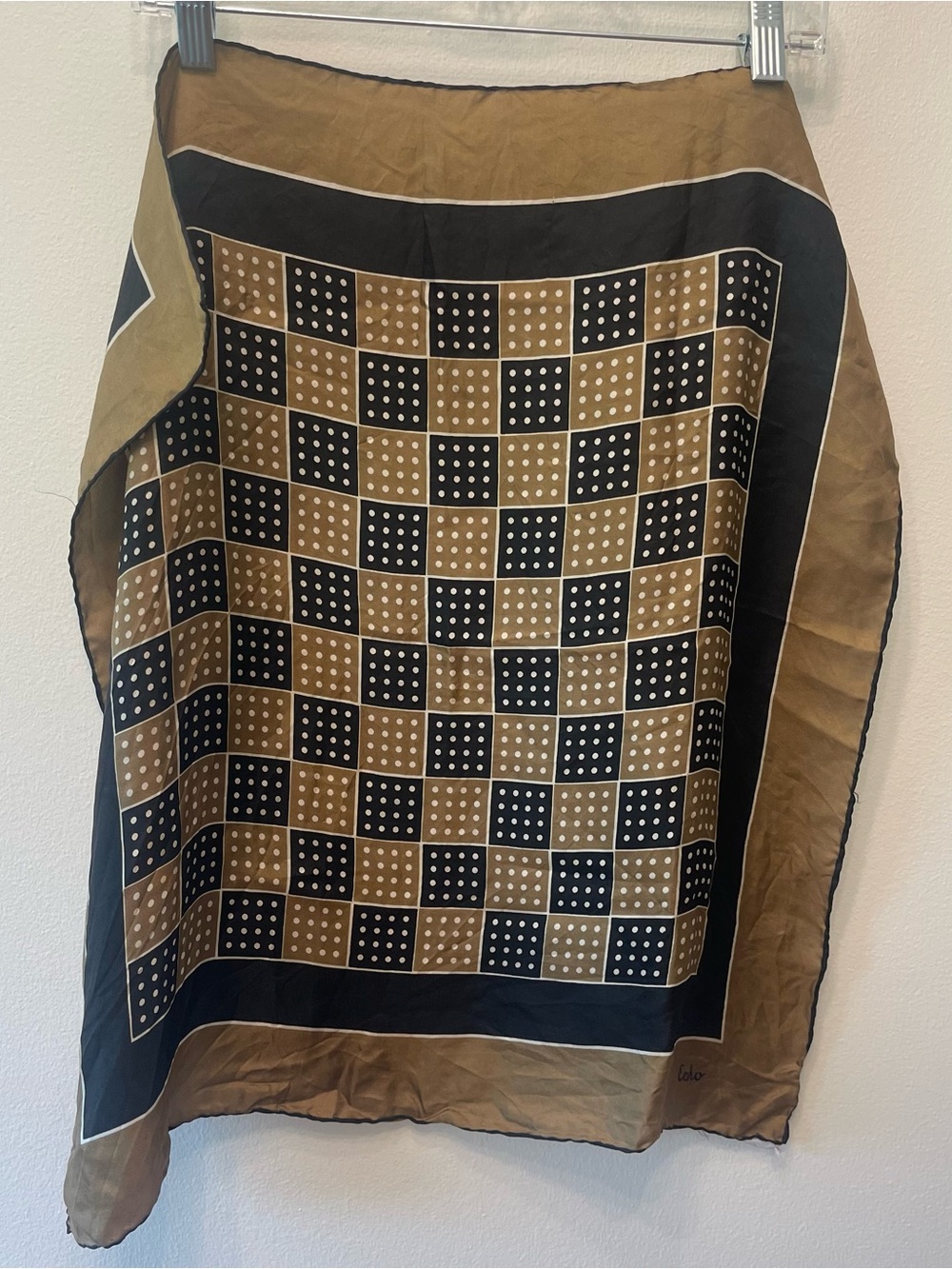 Echo Checkered Square Silk Scarf